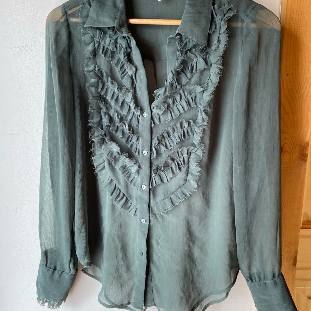 Elegant Sheer Ruffle Blouse Free People